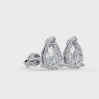 Pear Cut Solitaire Lab Grown Diamond Stud Earrings