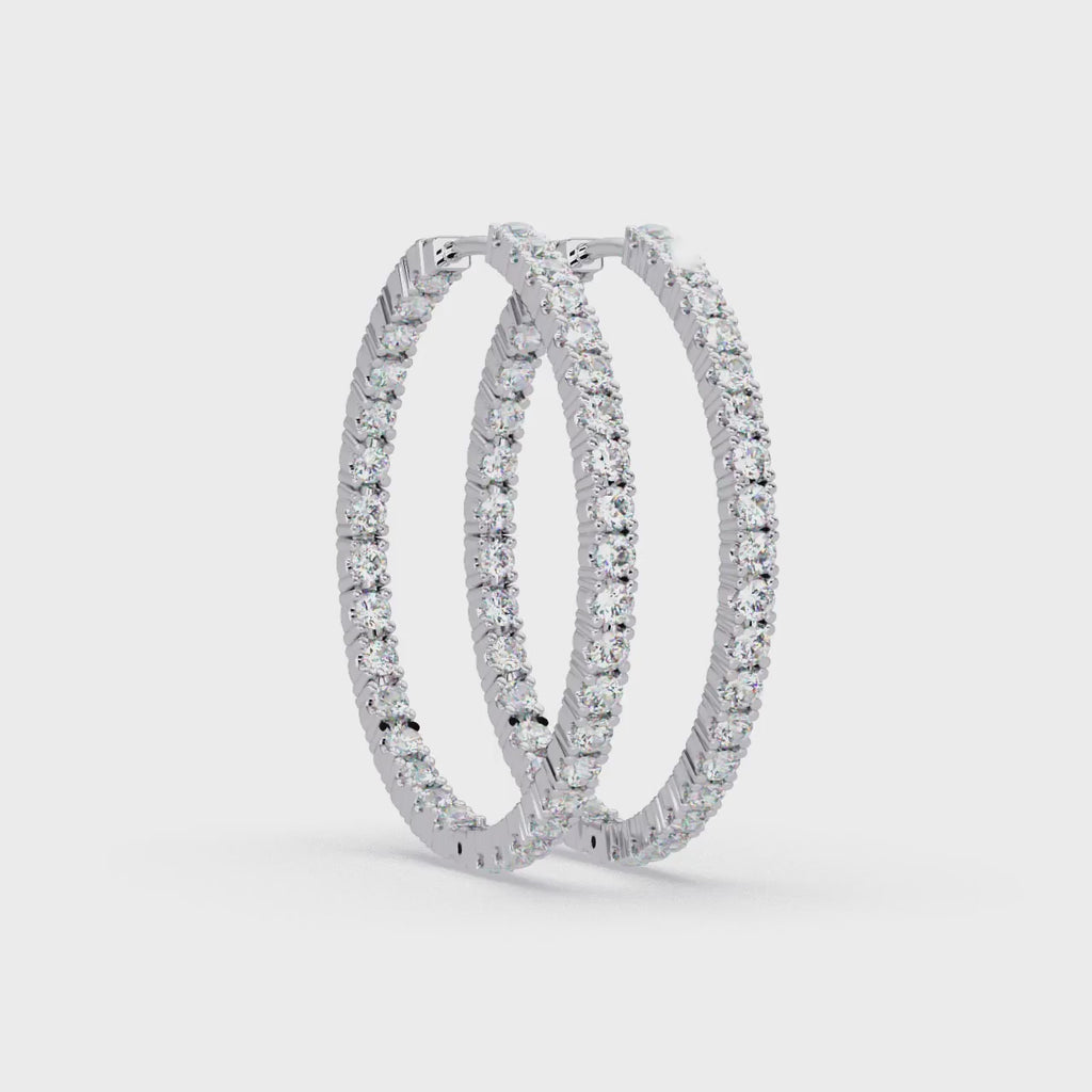 Classic Diamond Hoop Earrings – Round Cut