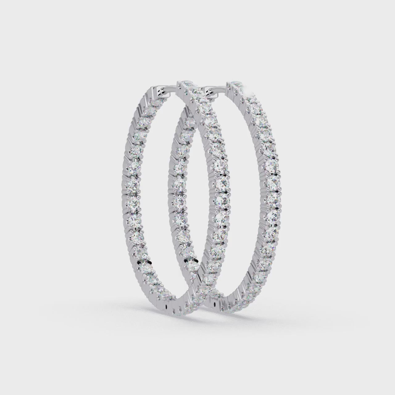 Classic Diamond Hoop Earrings – Round Cut