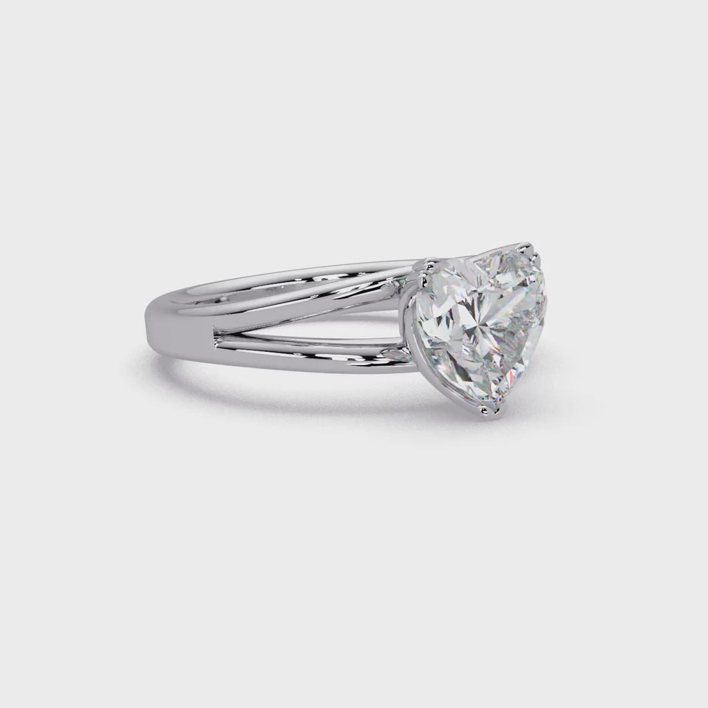 Heart Shape Diamond Split Shank Solitaire Engagement Ring