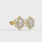 Round Brilliant Lab Grown Diamond Floral Halo Stud Earrings