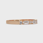 Emerald & Round Diamond Wedding Band | Alternating Emerald Cut Diamond Anniversary Ring