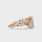 Celestial Floating Diamond Solitaire Ring with Bezel Accent Stones