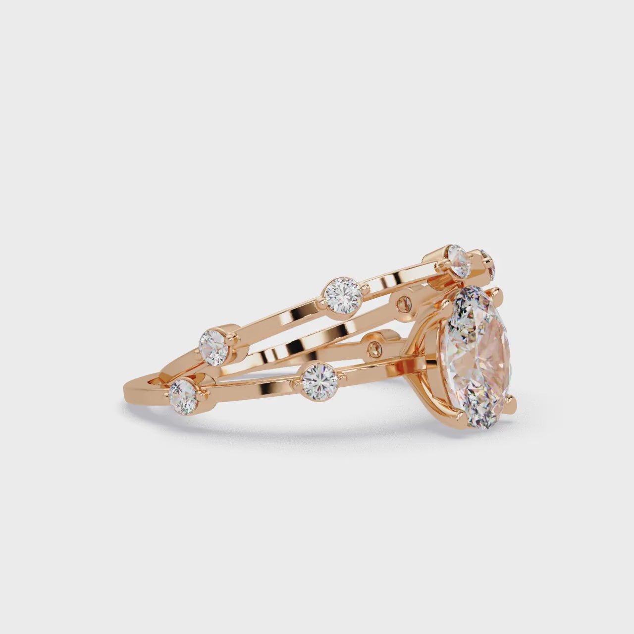 Celestial Floating Diamond Solitaire Ring with Bezel Accent Stones