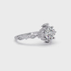 Vintage Round Cut Diamond Filigree Halo Engagement Ring