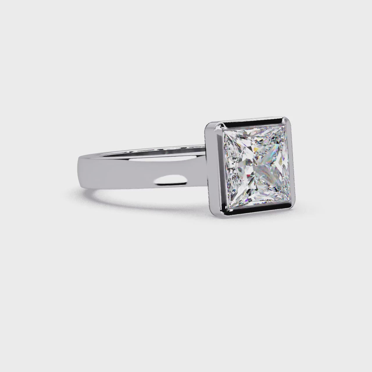 Modern Bezel Set Princess Cut Diamond Ring