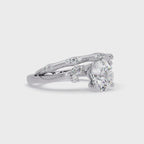 Round Cut Floral Diamond Engagement Ring Set