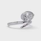 Pear Cut Bezel Solitaire Open Wrap Ring