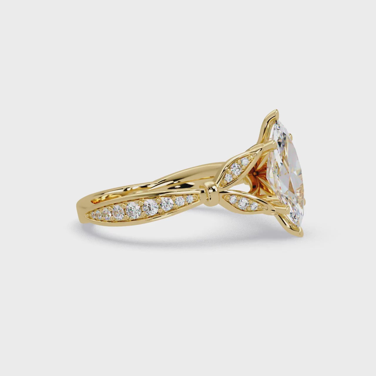 Nature Inspired Marquise Diamond Engagement Ring