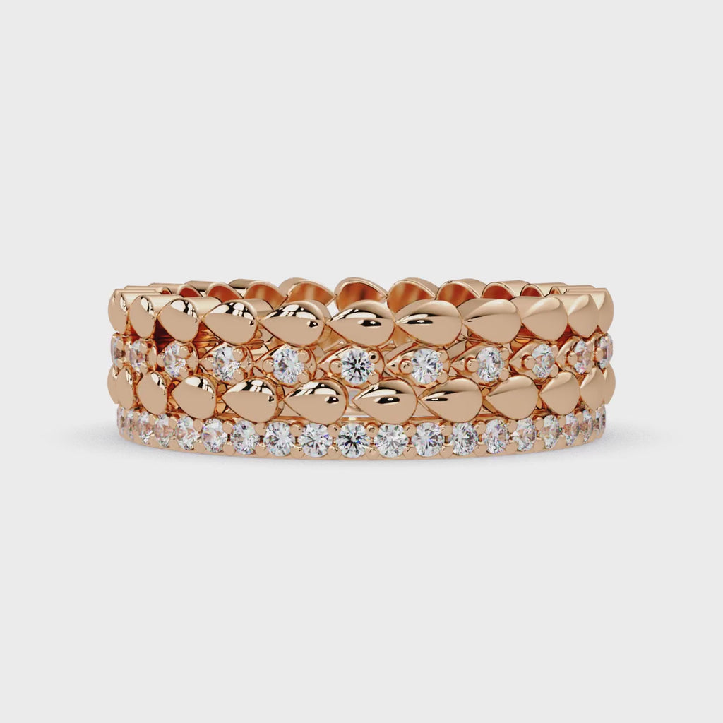 Artisan Crown Motif Multi-Row Diamond Statement Ring