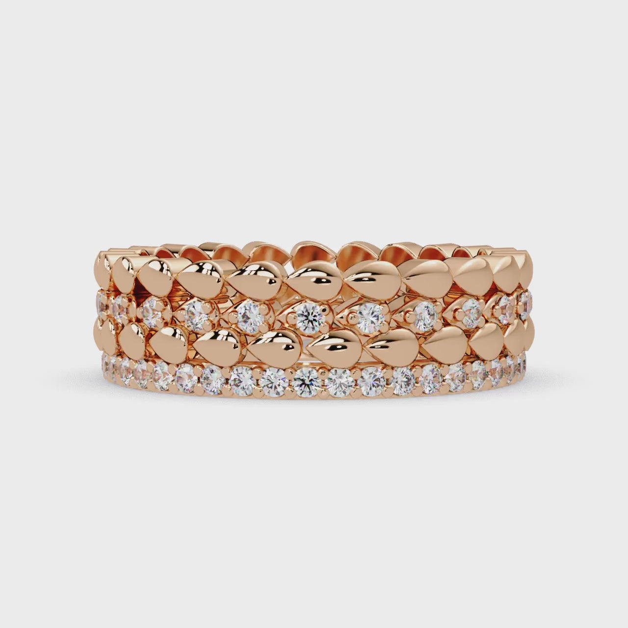 Artisan Crown Motif Multi-Row Diamond Statement Ring