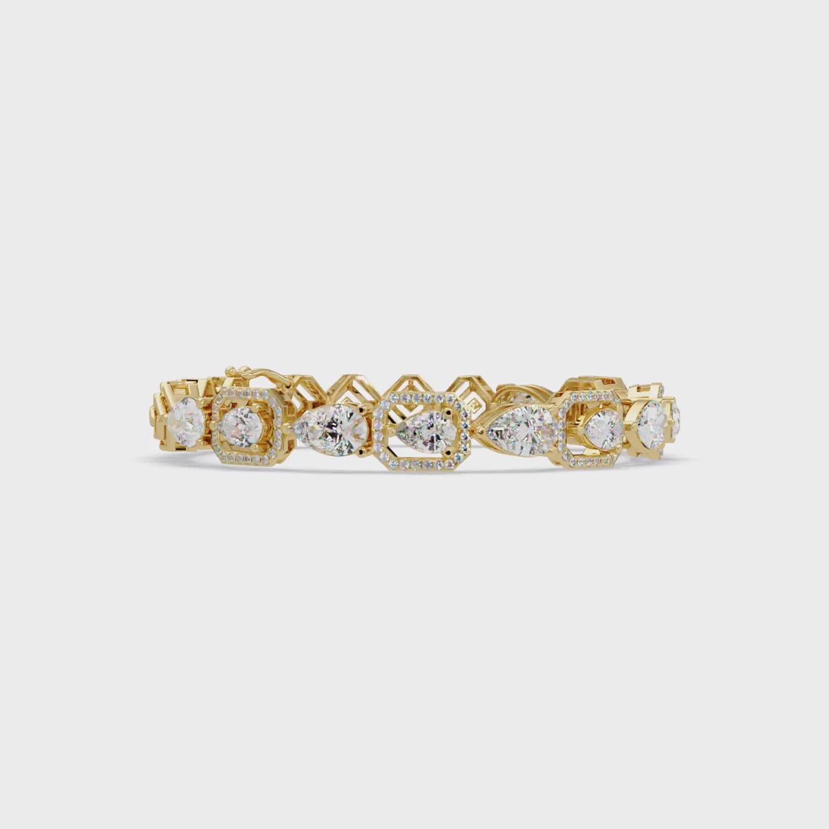 Luxury Pear & Hexagon Halo Diamond Tennis Bracelet