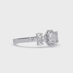 Oval Diamond Floral Engagement Ring