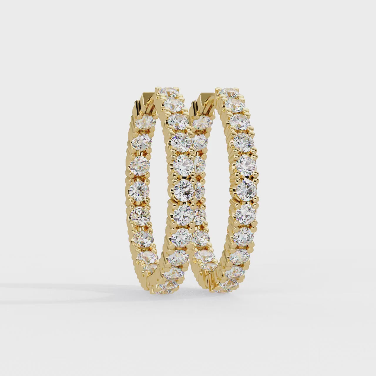 Classic Diamond Hoop Earrings – Round Cut