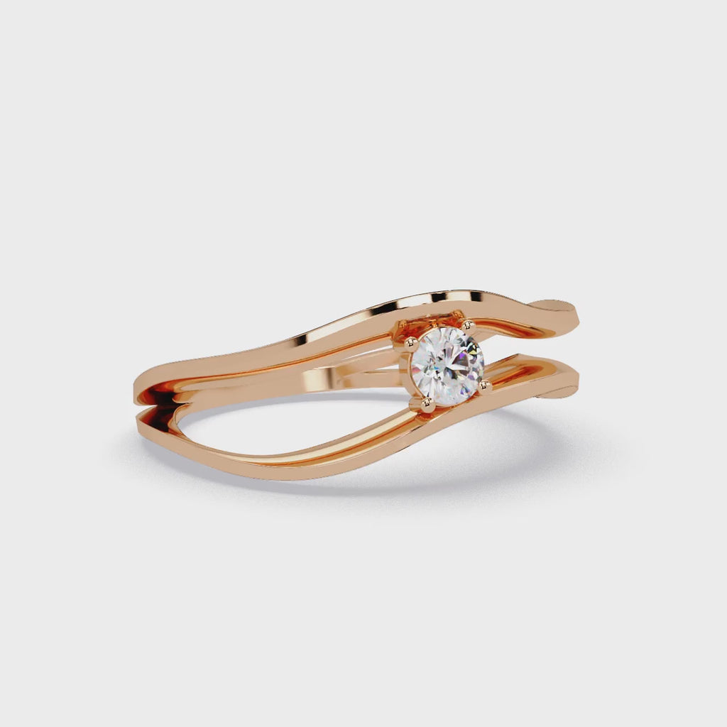 Round Cut Solitaire Bypass Ring | Modern Open Wrap Diamond Ring | Minimalist Engagement Ring |