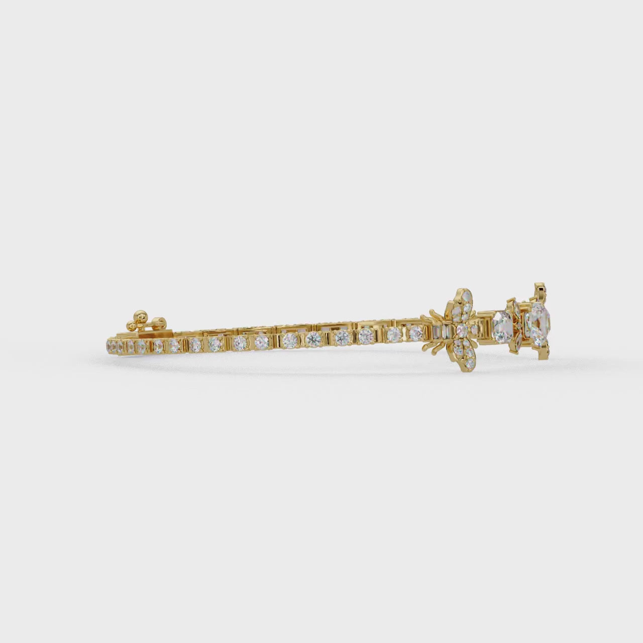 Butterfly Floral Cushion Cut Diamond Tennis Bracelet