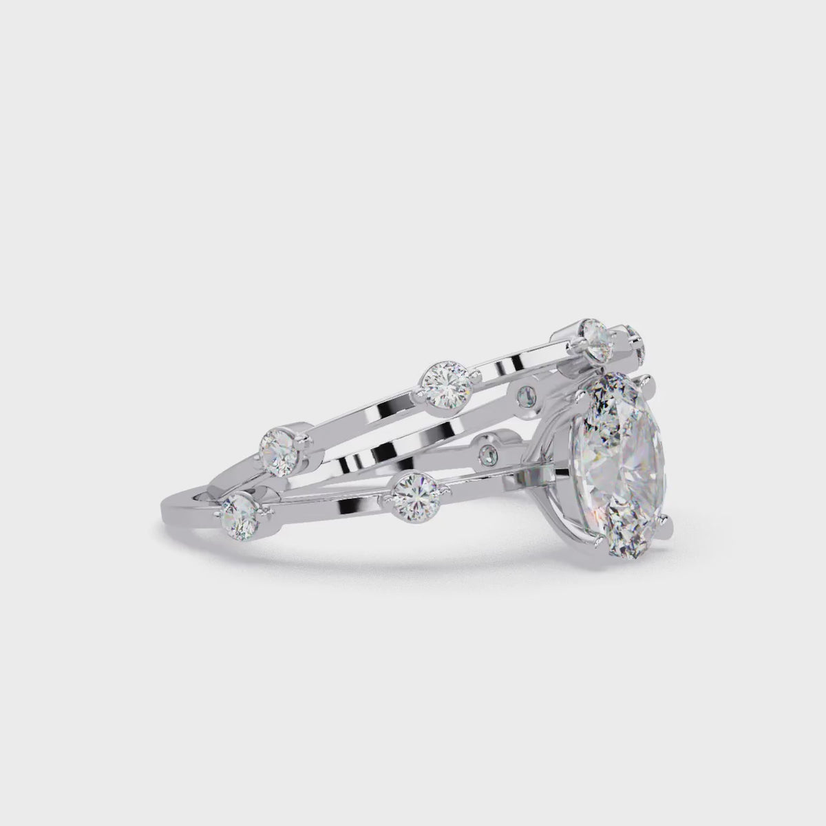 Celestial Floating Diamond Solitaire Ring with Bezel Accent Stones