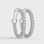 Round Brilliant Lab Grown Diamond Halo Hoop Earrings