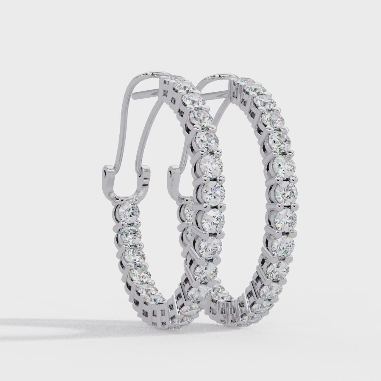 Round Brilliant Lab Grown Diamond Halo Hoop Earrings