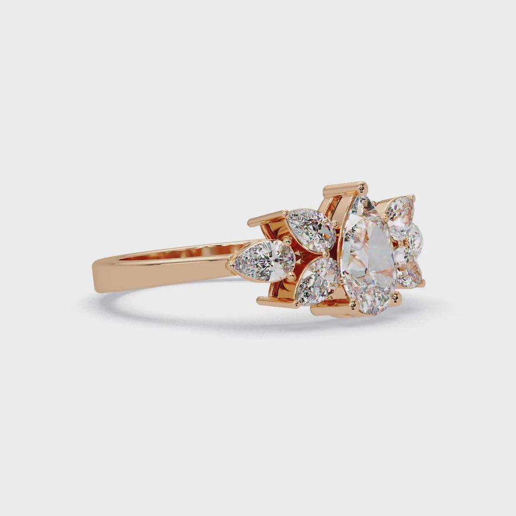 Pear Cut Nature Inspired Diamond Engagement Ring
