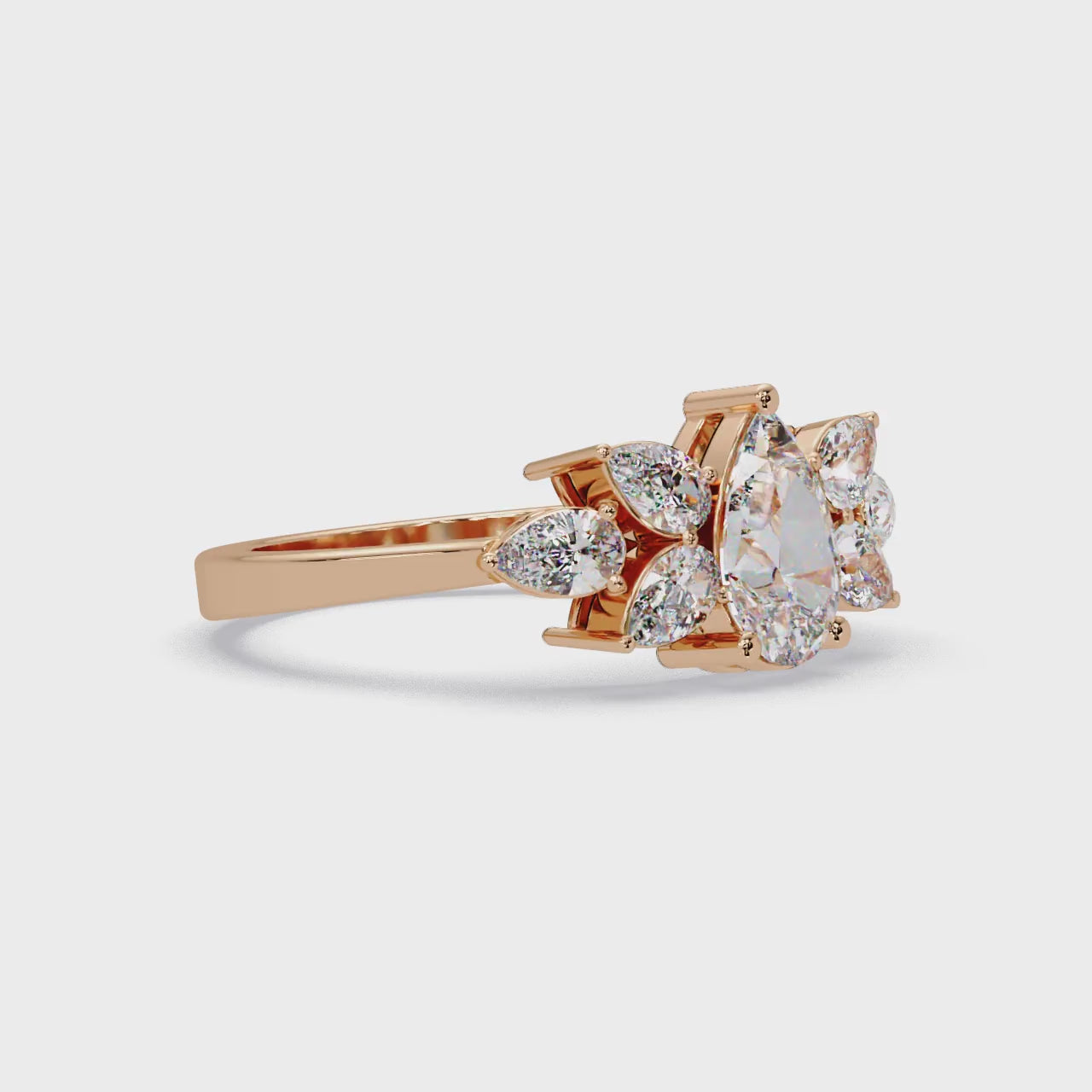 Pear Cut Nature Inspired Diamond Engagement Ring