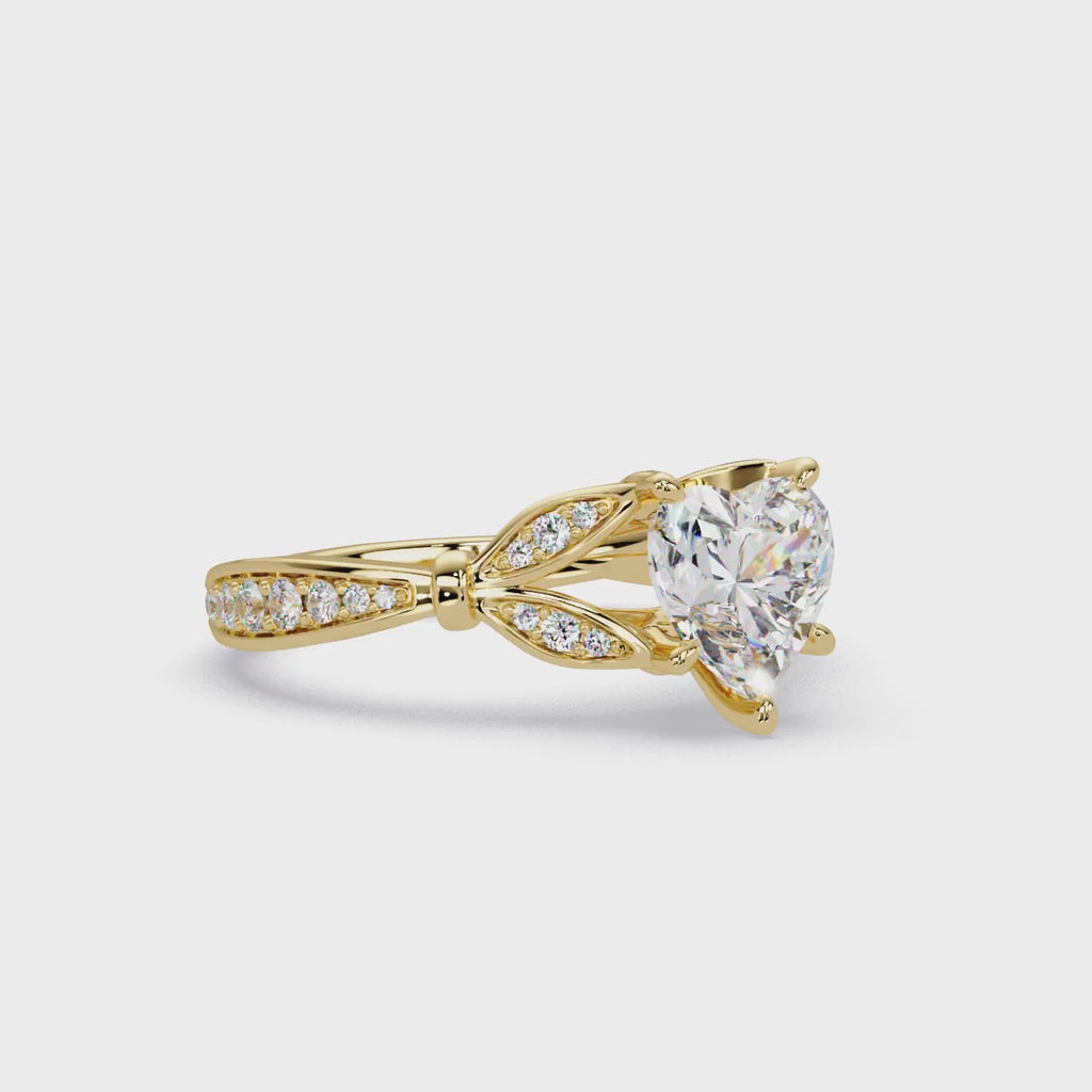 Nature Inspired Heart Diamond Engagement Ring