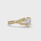 Nature Inspired Heart Diamond Engagement Ring