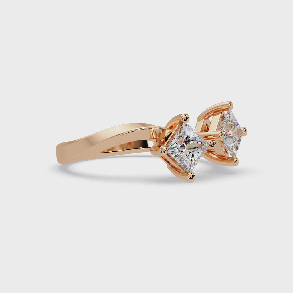 Princess Cut Diamond Open Cuff Ring