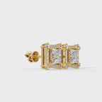 Princess Cut Halo Diamond Stud Earrings