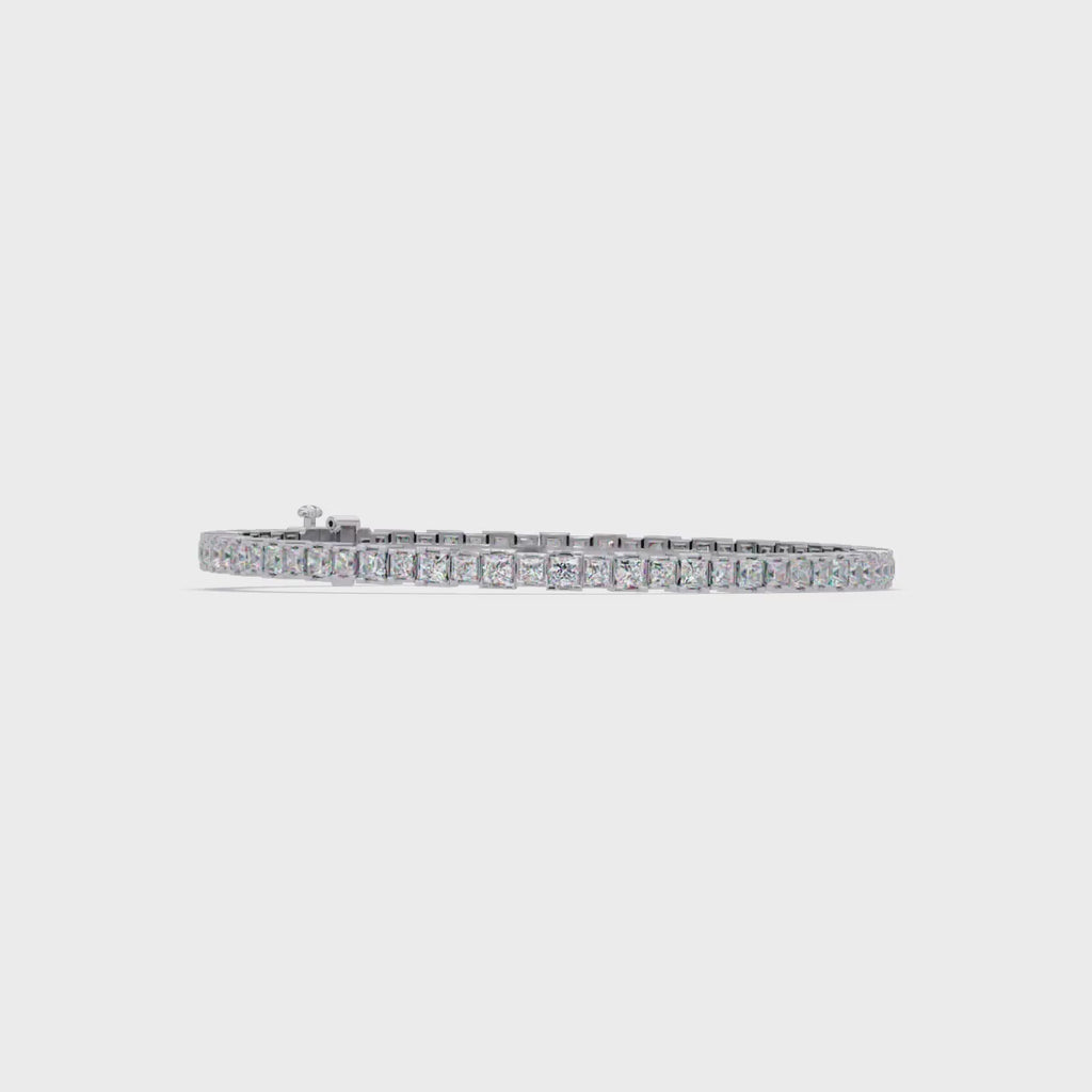 Princess Cut Diamond Tennis Bracelet in Gold & White Gold