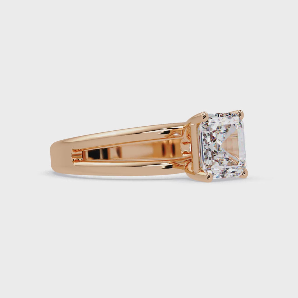 Exquisite Emerald Square Cut Split Dual-Band Ring