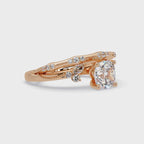 Cushion Cut Diamond Engagement Ring | Nature-Inspired Marquise & Round Accent Ring | Milgrain Solitaire Ring | Laxora