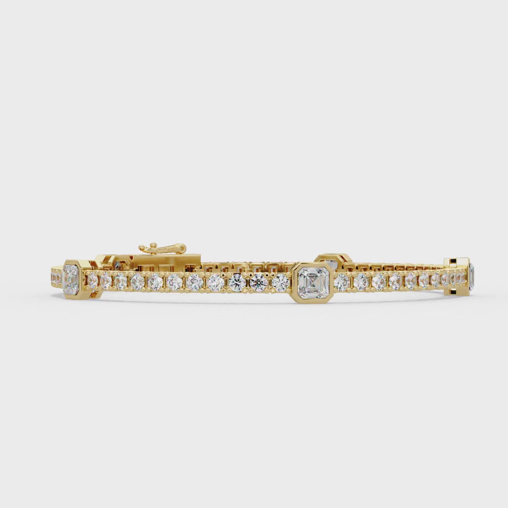 Asscher Diamond Station Tennis Bracelet