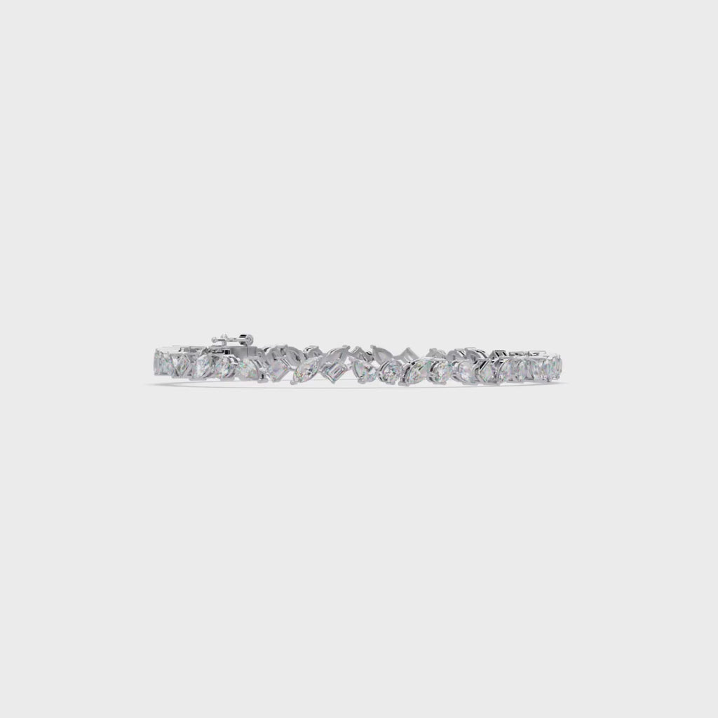 Marquise, Oval, Pear & Emerald Diamond Tennis Bracelet in 14K/18K Gold