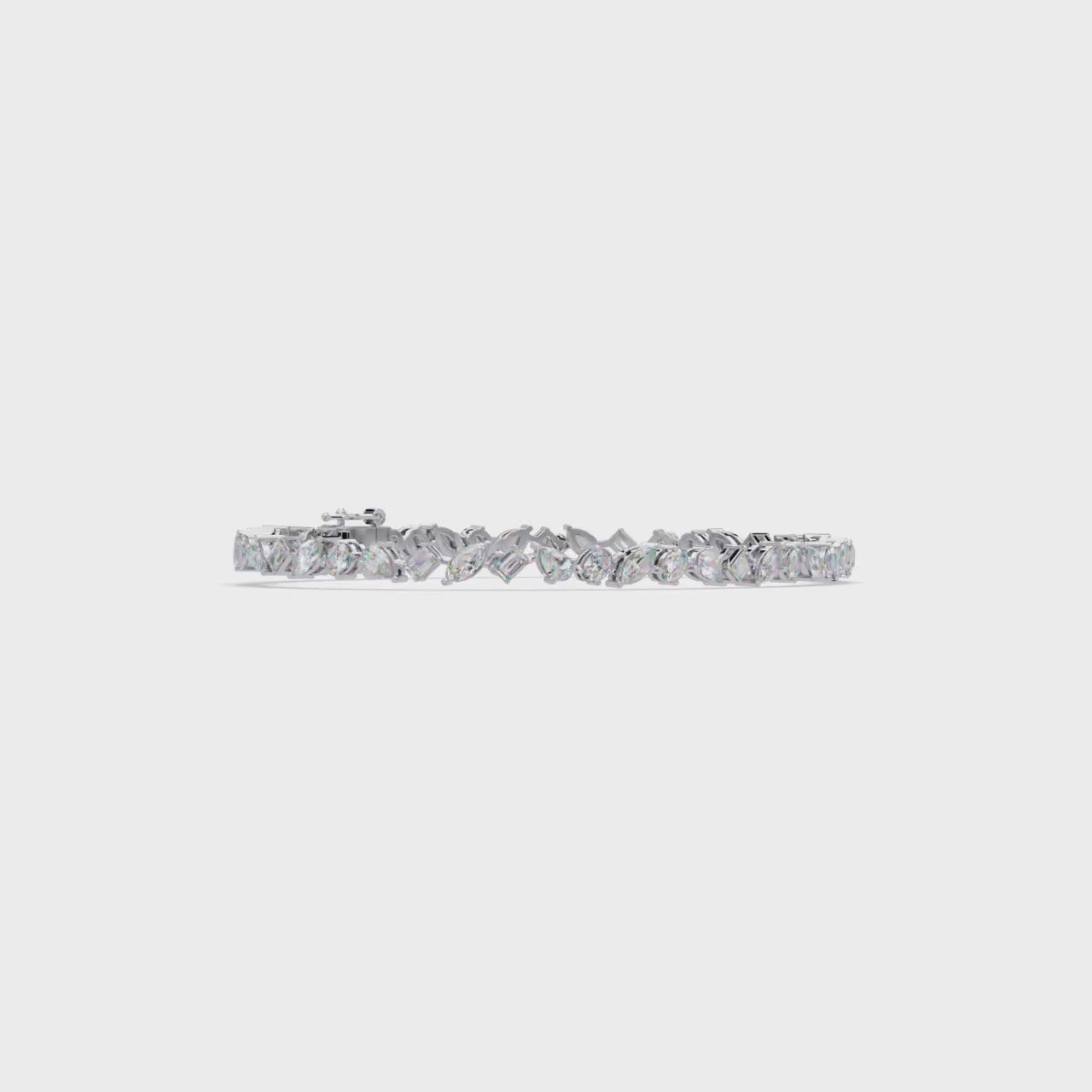 Marquise, Oval, Pear & Emerald Diamond Tennis Bracelet in 14K/18K Gold