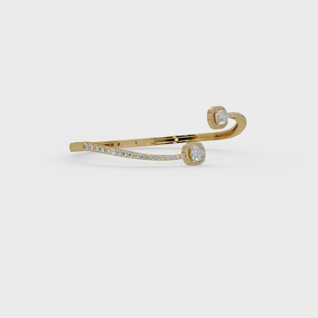 Open Cuff Diamond Bangle Bracelet