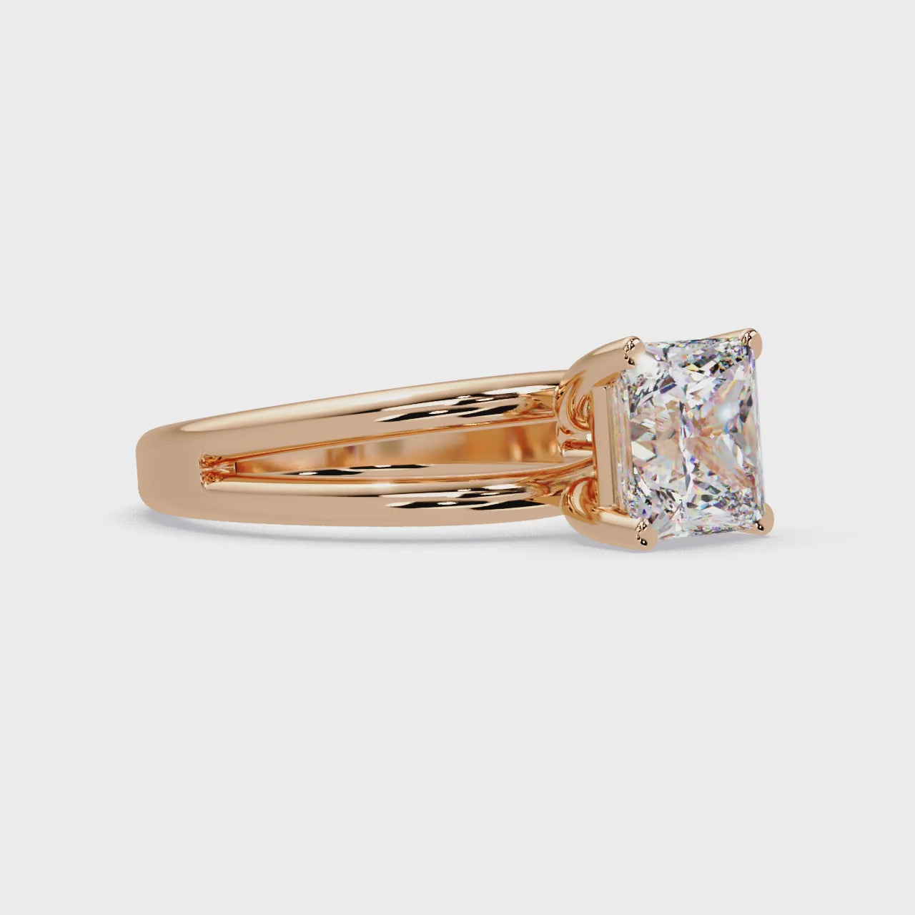 Exquisite Princess Cut Diamond Split Dual-Band Ring