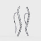 Elegant Wave Diamond Hoop Earrings