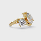 Modern Pear & Round Diamond Bypass Engagement Ring