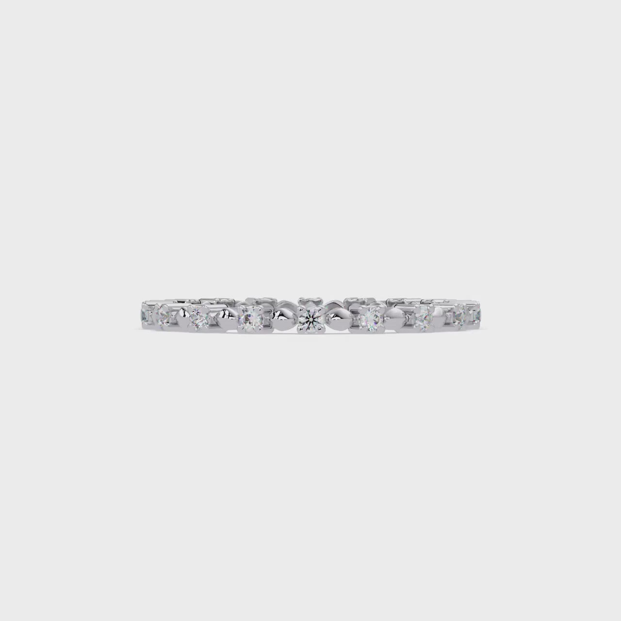 Round Cut Diamond Alternating Bead and Bar Eternity Ring