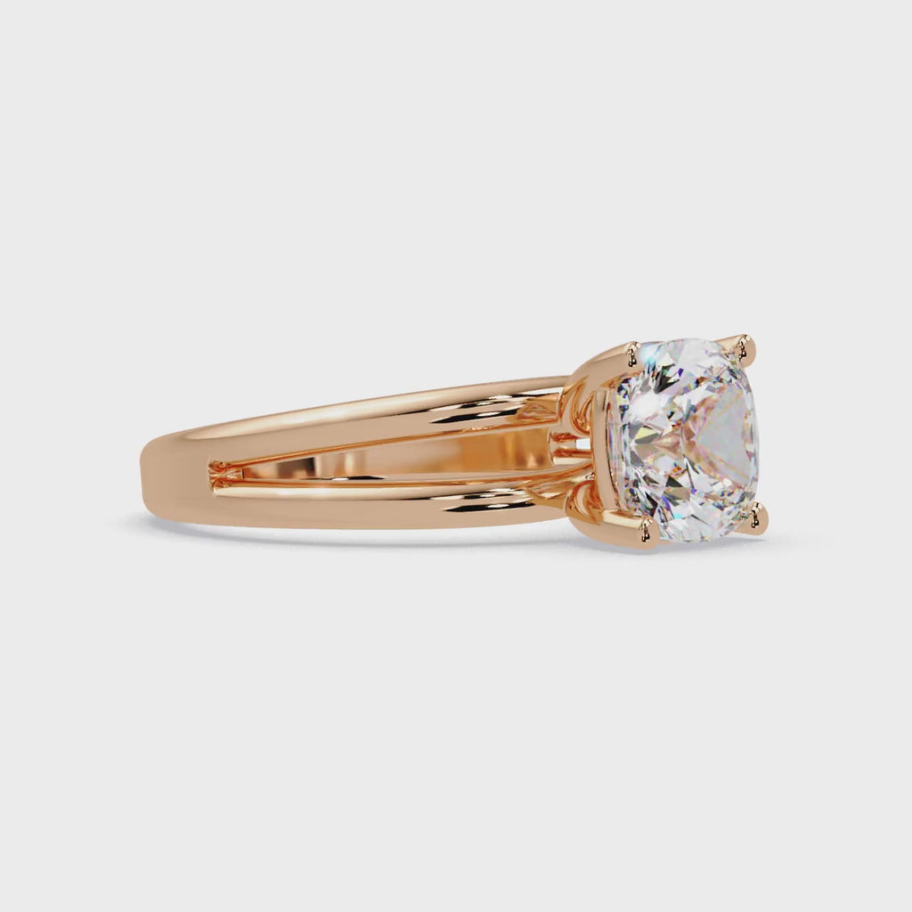 Exquisite Cushion Cut Diamond Split Dual-Band Ring