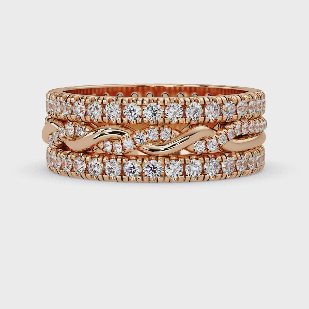 Round Cut Diamond Multi-Row Band Ladies Ring