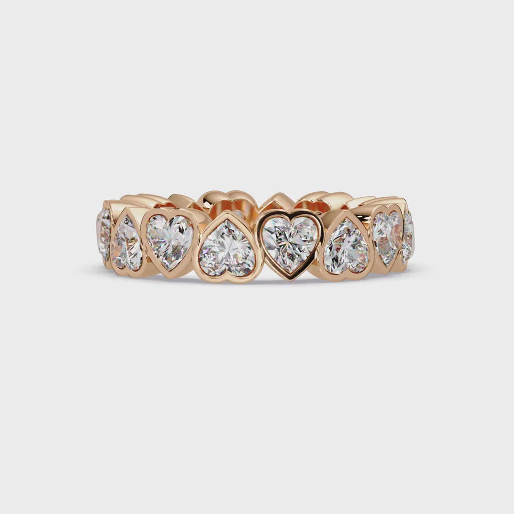 Heart Shape Diamond Bezel Eternity Ring