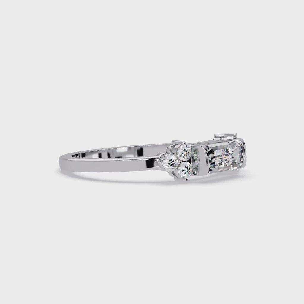Customizable Baguette & Round Diamond Engagement Ring | Three-Stone Ring