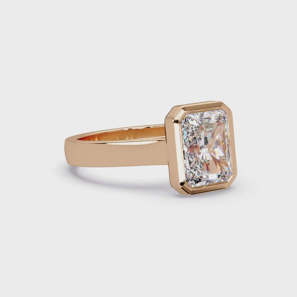 Modern Bezel Set Radiant Cut Diamond Ring