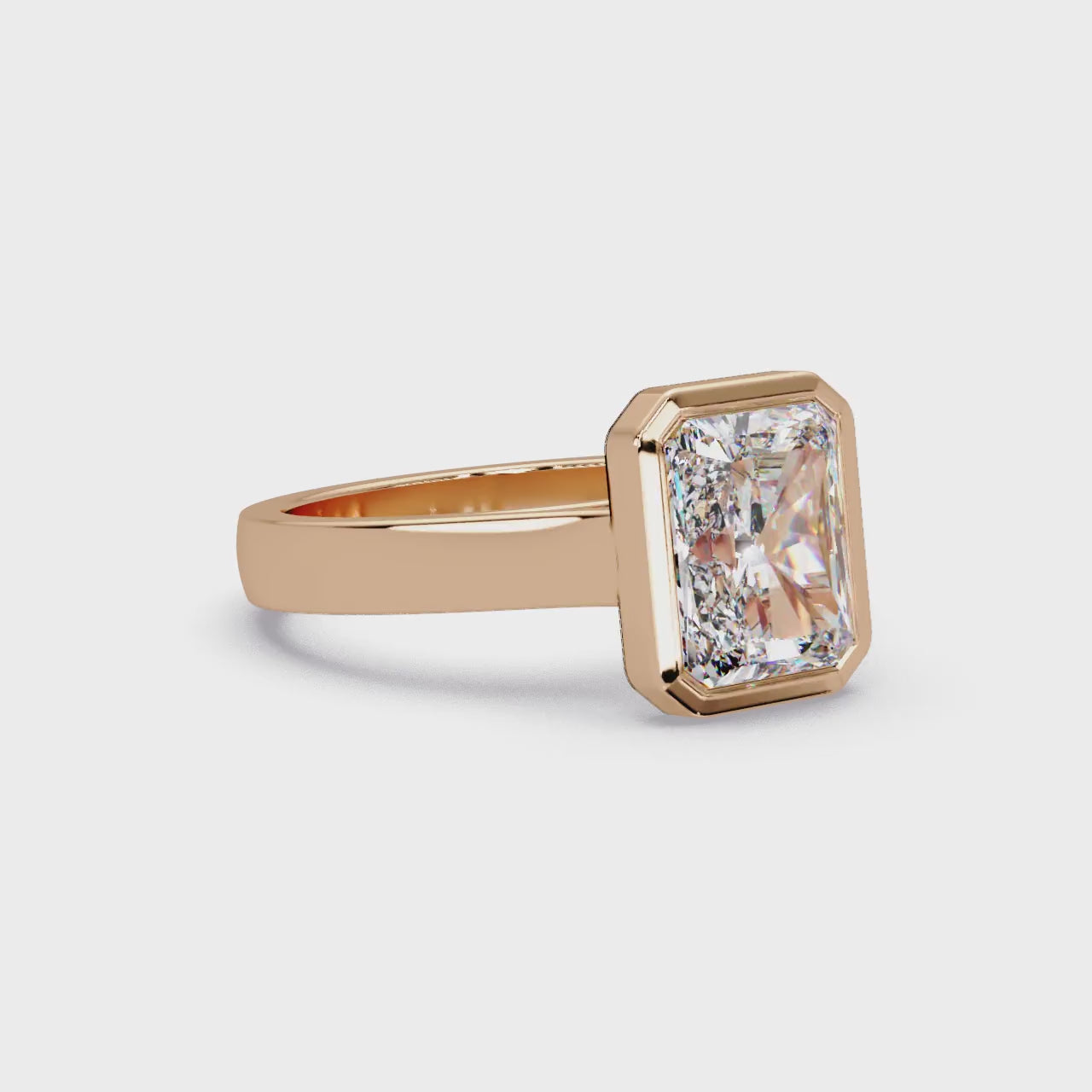 Modern Bezel Set Radiant Cut Diamond Ring