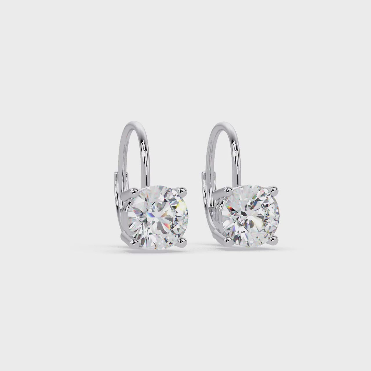 Classic Round Solitaire Diamond Leverback Earrings