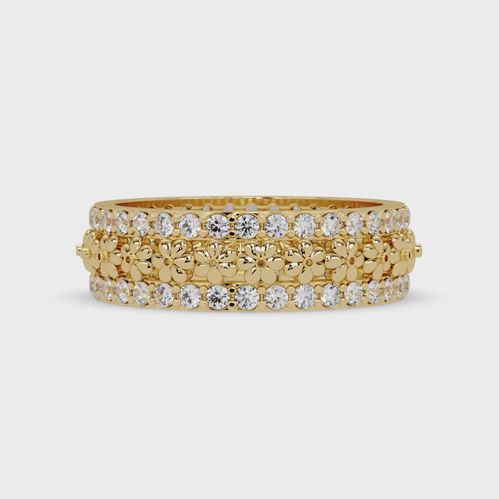 Radiant Cut Diamond Floral Eternity Band Ring