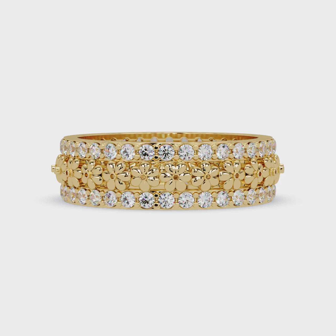 Radiant Cut Diamond Floral Eternity Band Ring