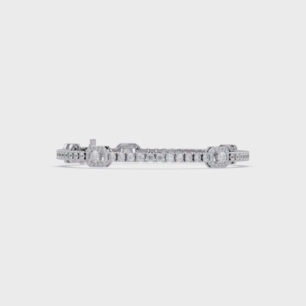 Round Brilliant Diamond Halo Tennis Bracelet
